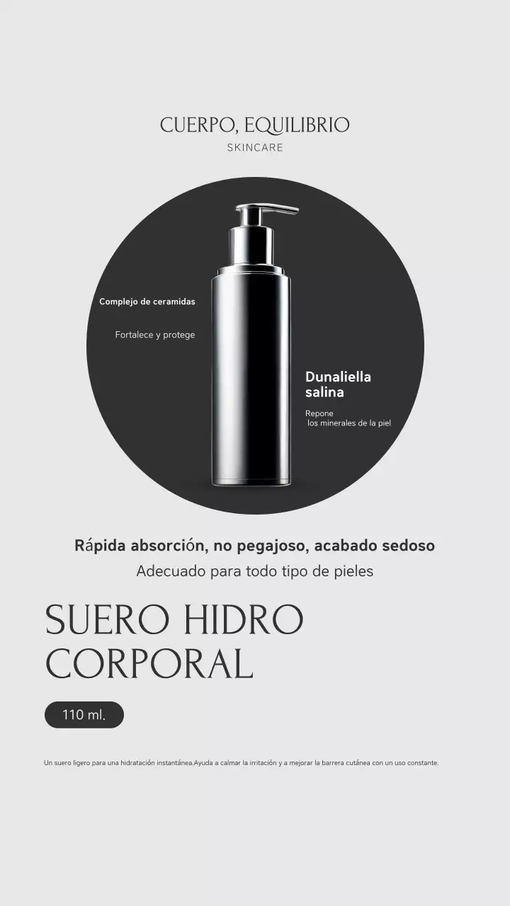 Publicación en Instagram de la historia de promoción de Grey Minimal Skincare