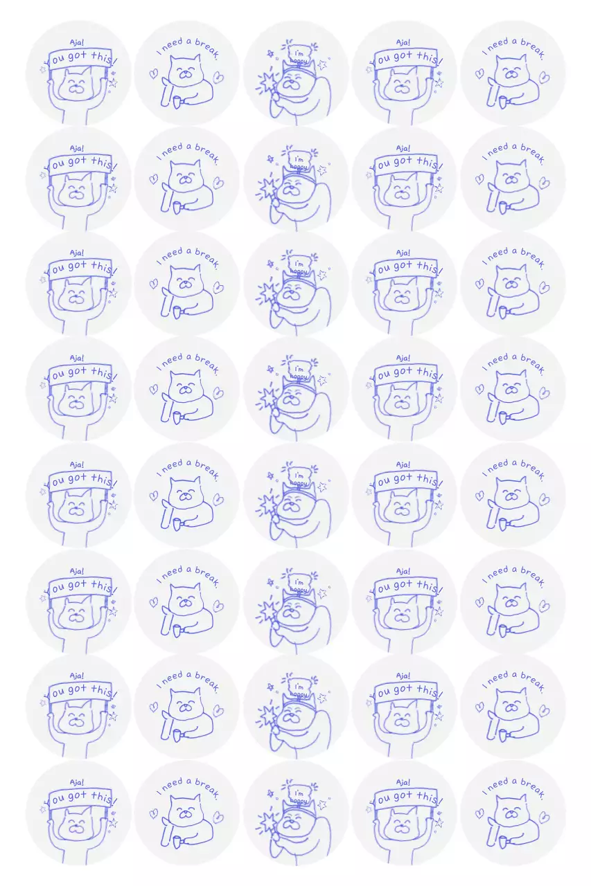 Stiker kartun sakit biru