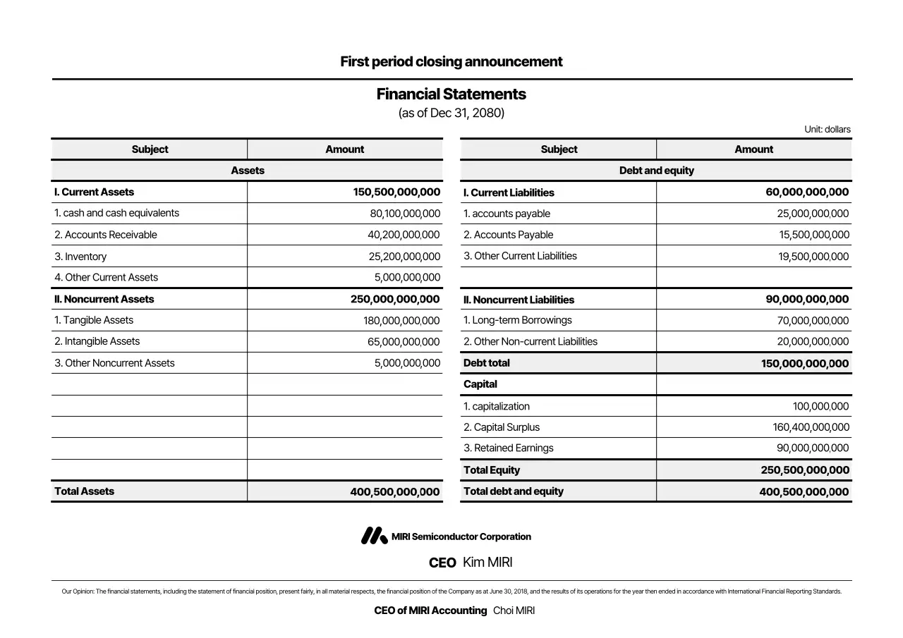Black Basic Financial Reporting Statement