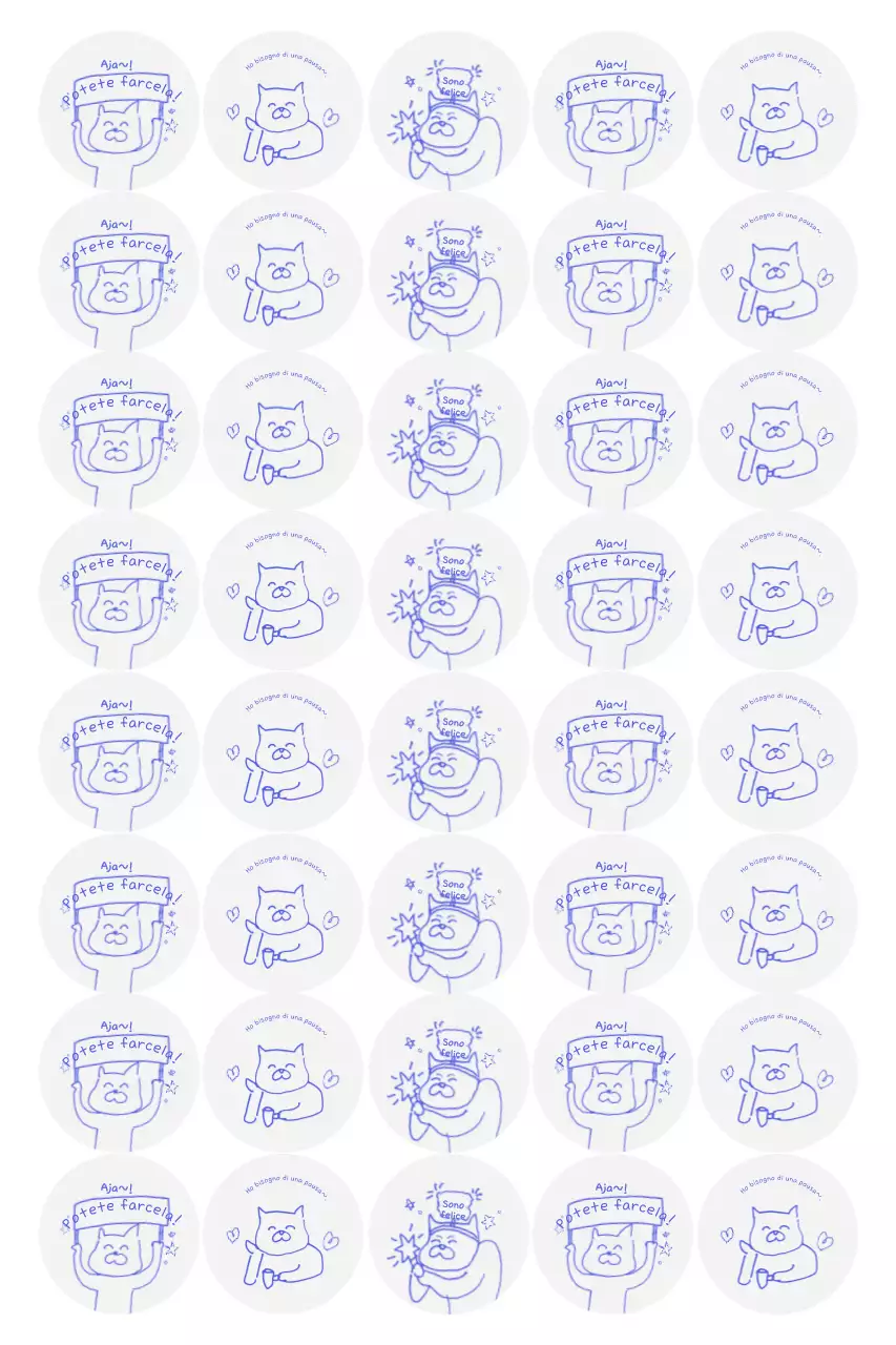 Adesivi blu dei cartoni animati malati