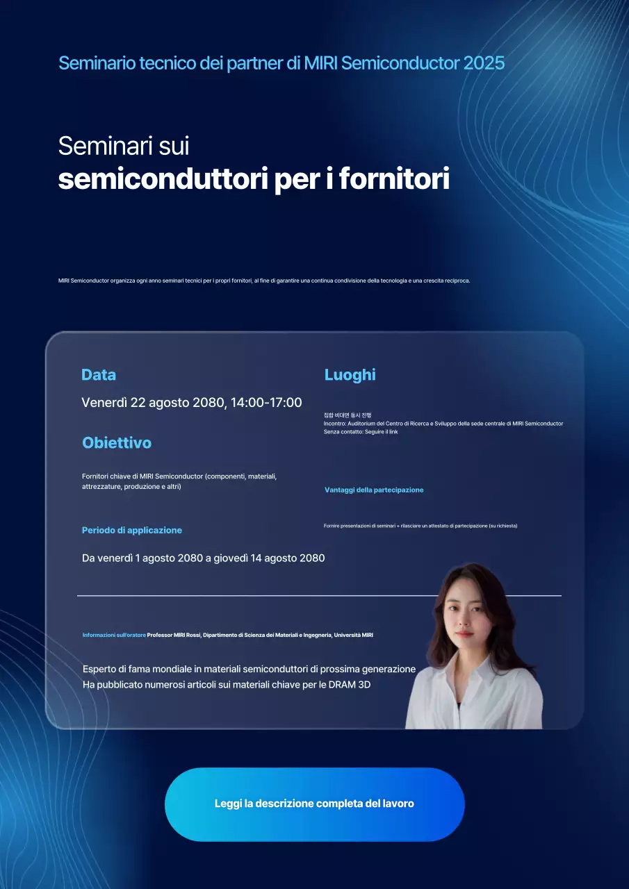 Annuncio di reclutamento per il seminario Blue Modern
