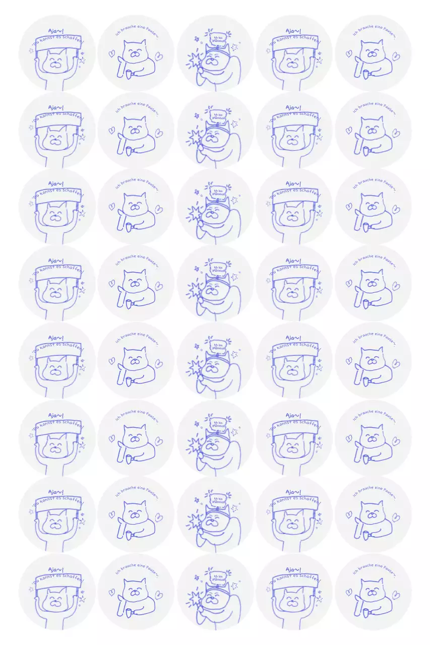 Blaue kranke Cartoon-Aufkleber