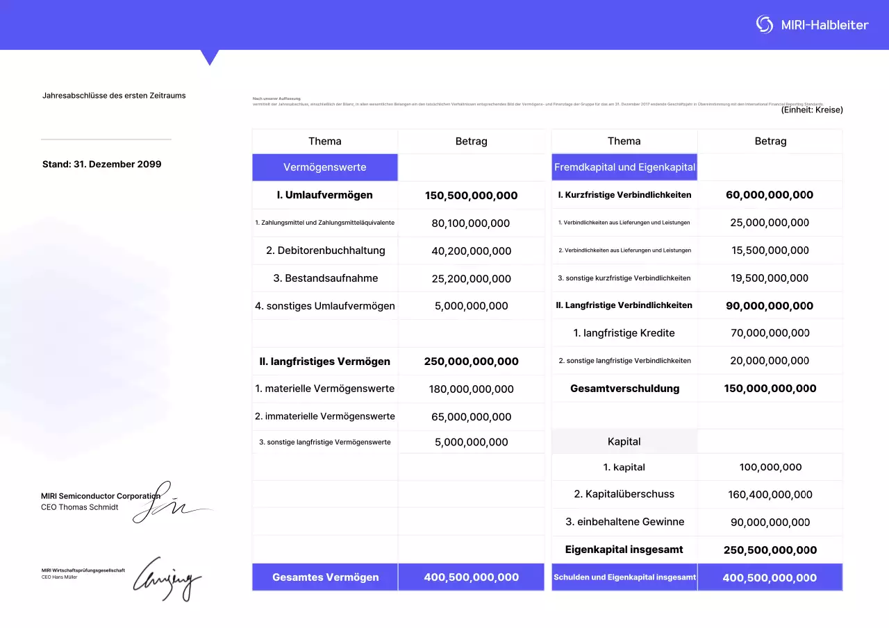 Blue Basic – Bereitstellung von Finanzberichtsinformationen