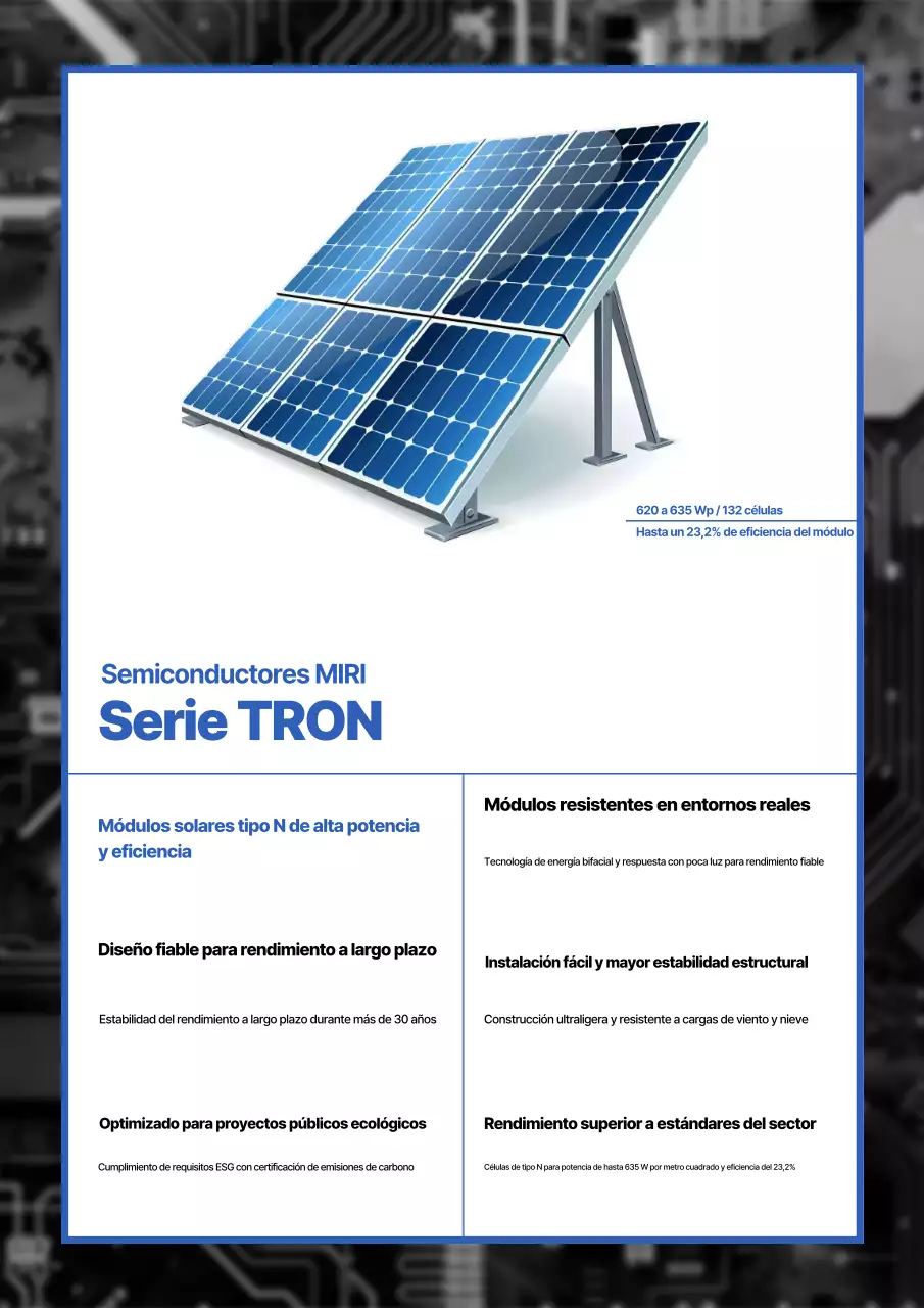 Promoción de productos de módulos solares modernos azules