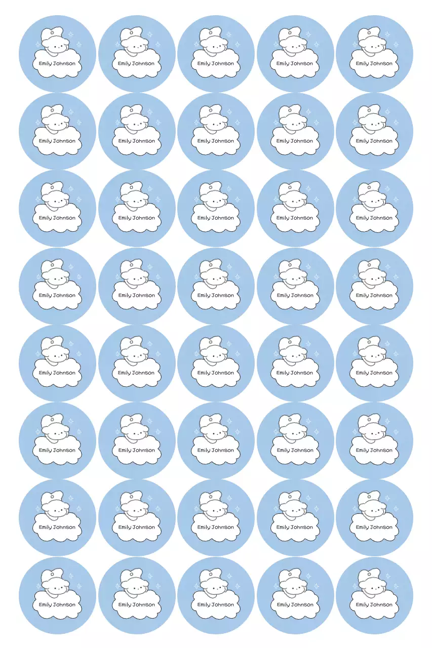 Stiker karakter lucu berwarna biru langit