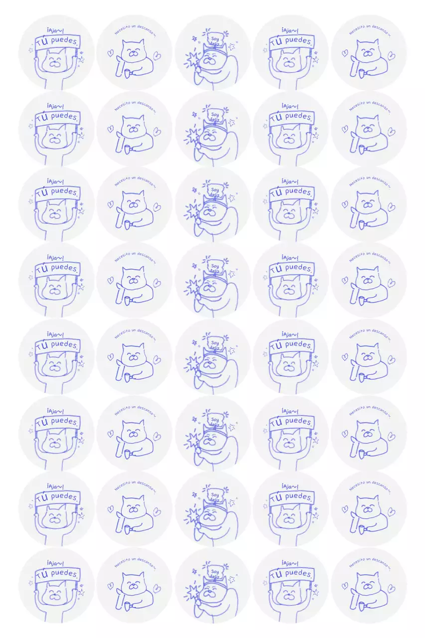 Pegatinas de dibujos animados de enfermos azules