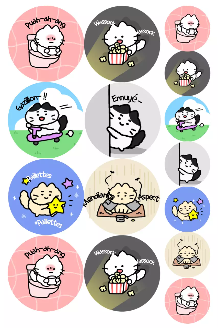 Autocollants de personnages mignons roses