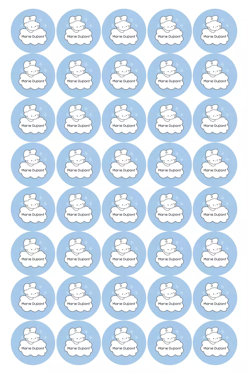 Autocollants de personnages mignons bleu ciel