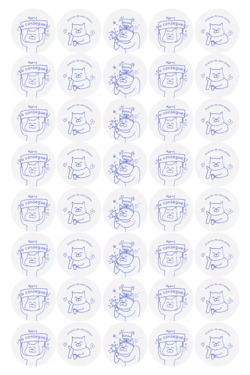 Adesivos azuis de desenho animado doente