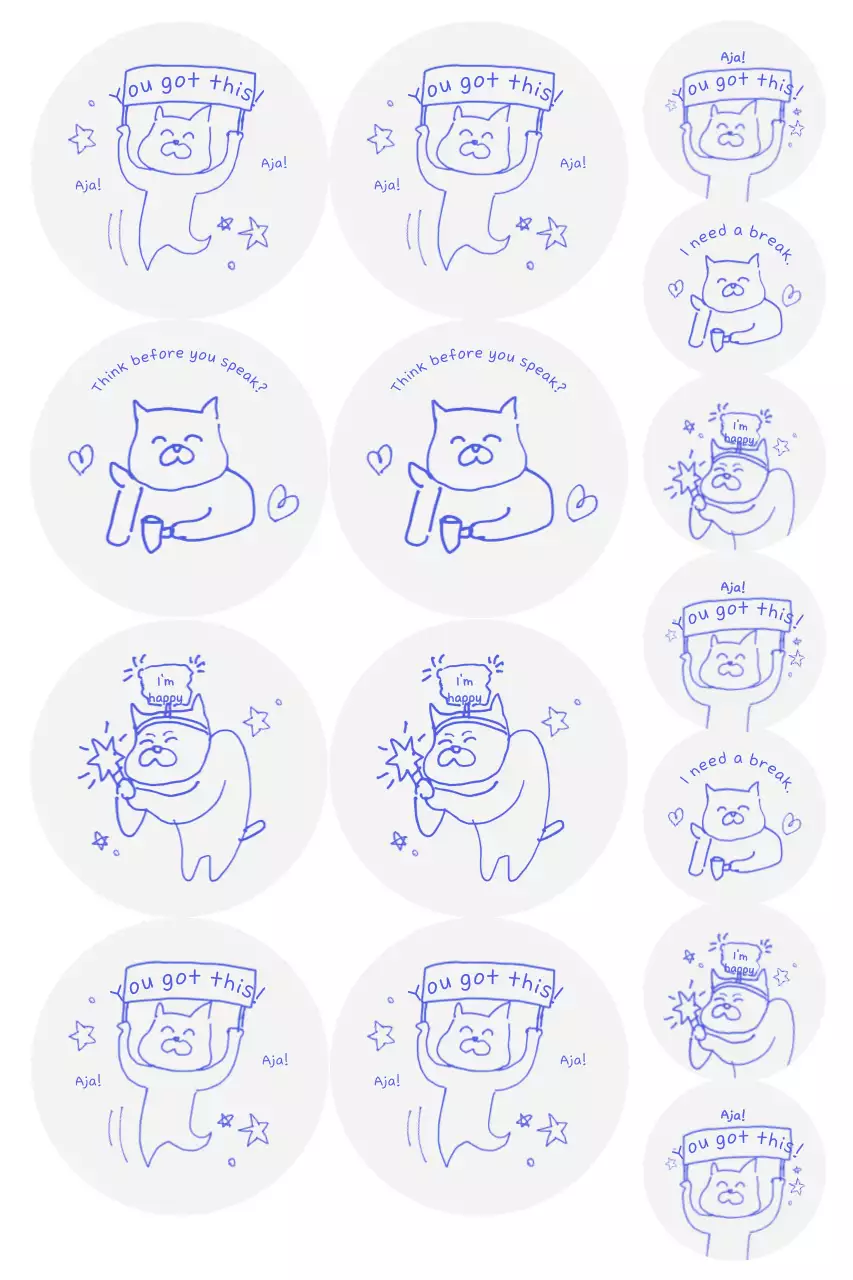 Nhãn dán nhân vật đơn giản màu xanh