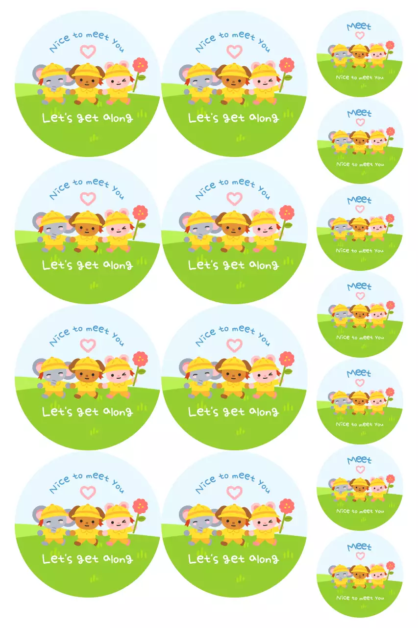 Nhãn dán chào mừng dễ thương màu xanh lá cây