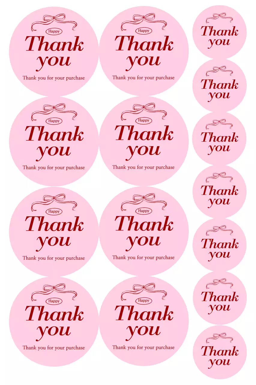 Nhãn dán cảm ơn đơn giản màu hồng