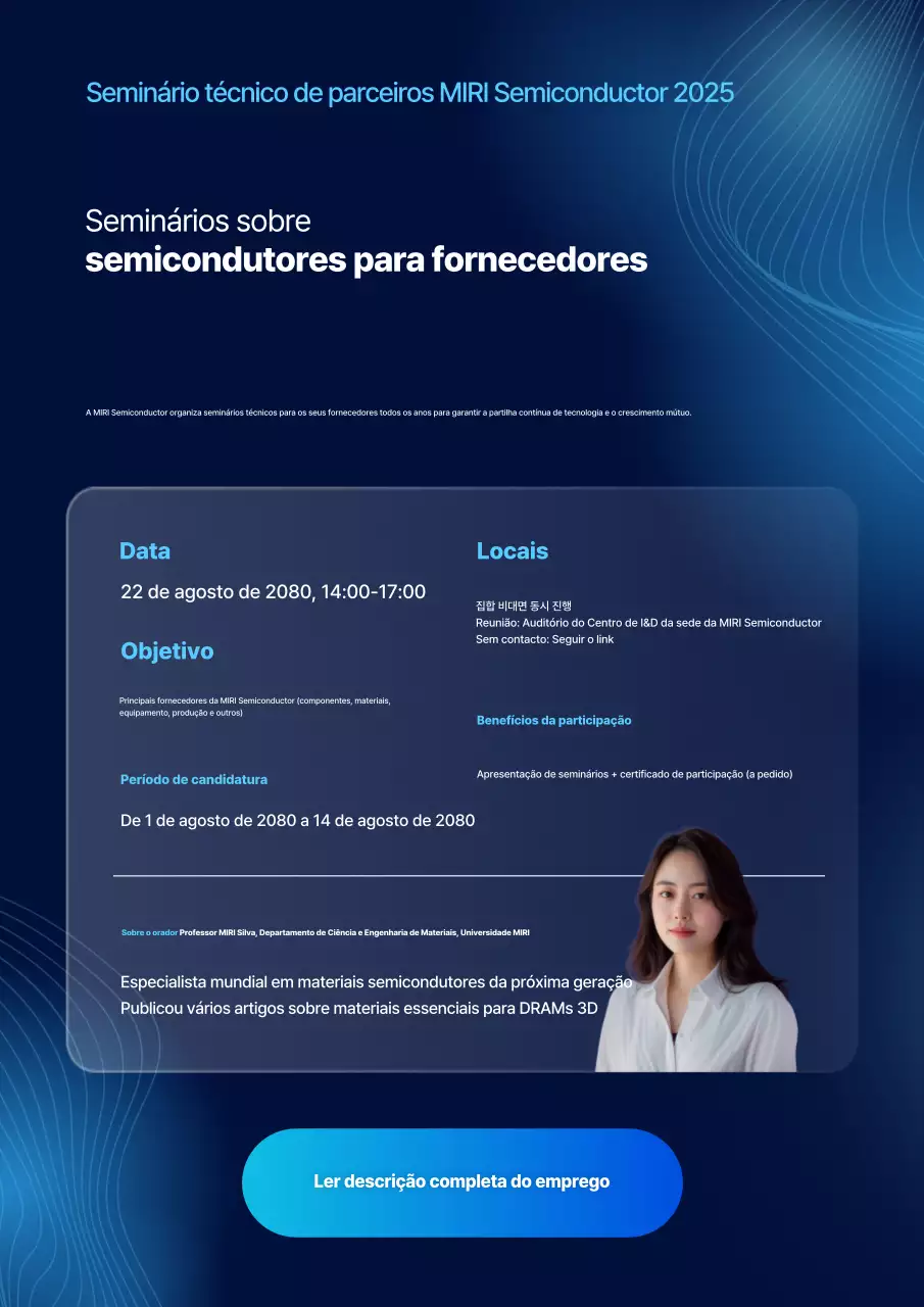 Anúncio de Recrutamento do Seminário Blue Modern