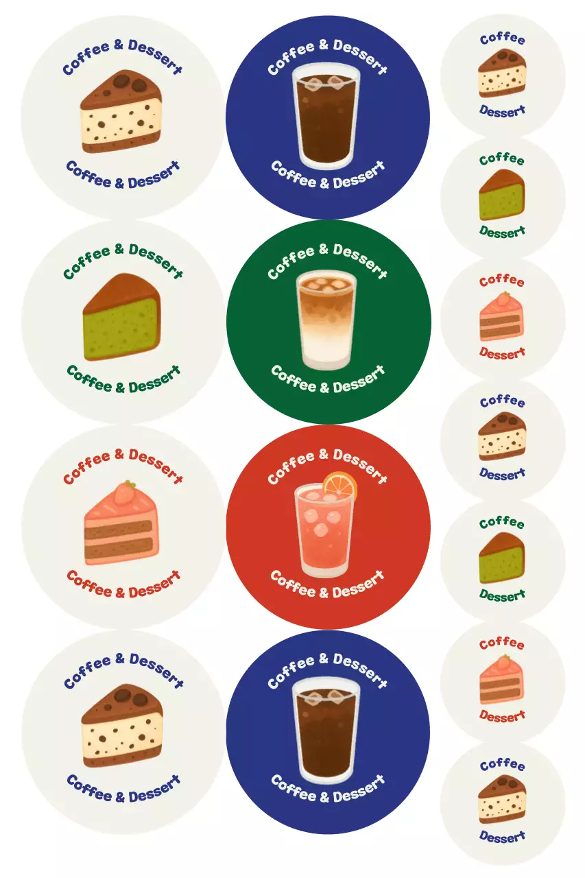 Nhãn dán món tráng miệng dễ thương màu be