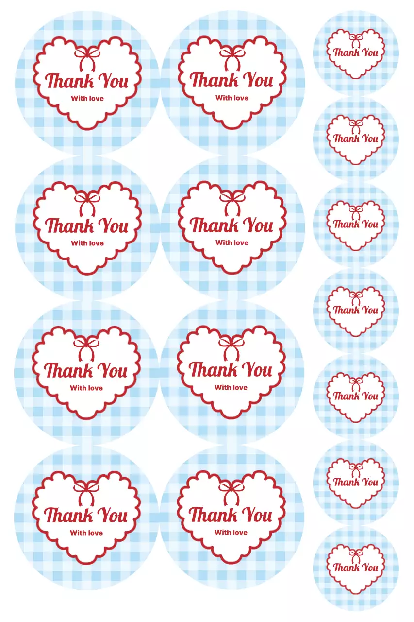 Nhãn dán cảm ơn dễ thương màu xanh da trời