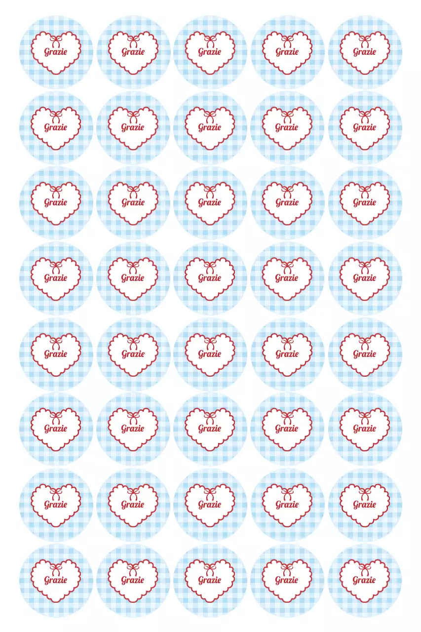 Adesivo di ringraziamento semplice azzurro cielo