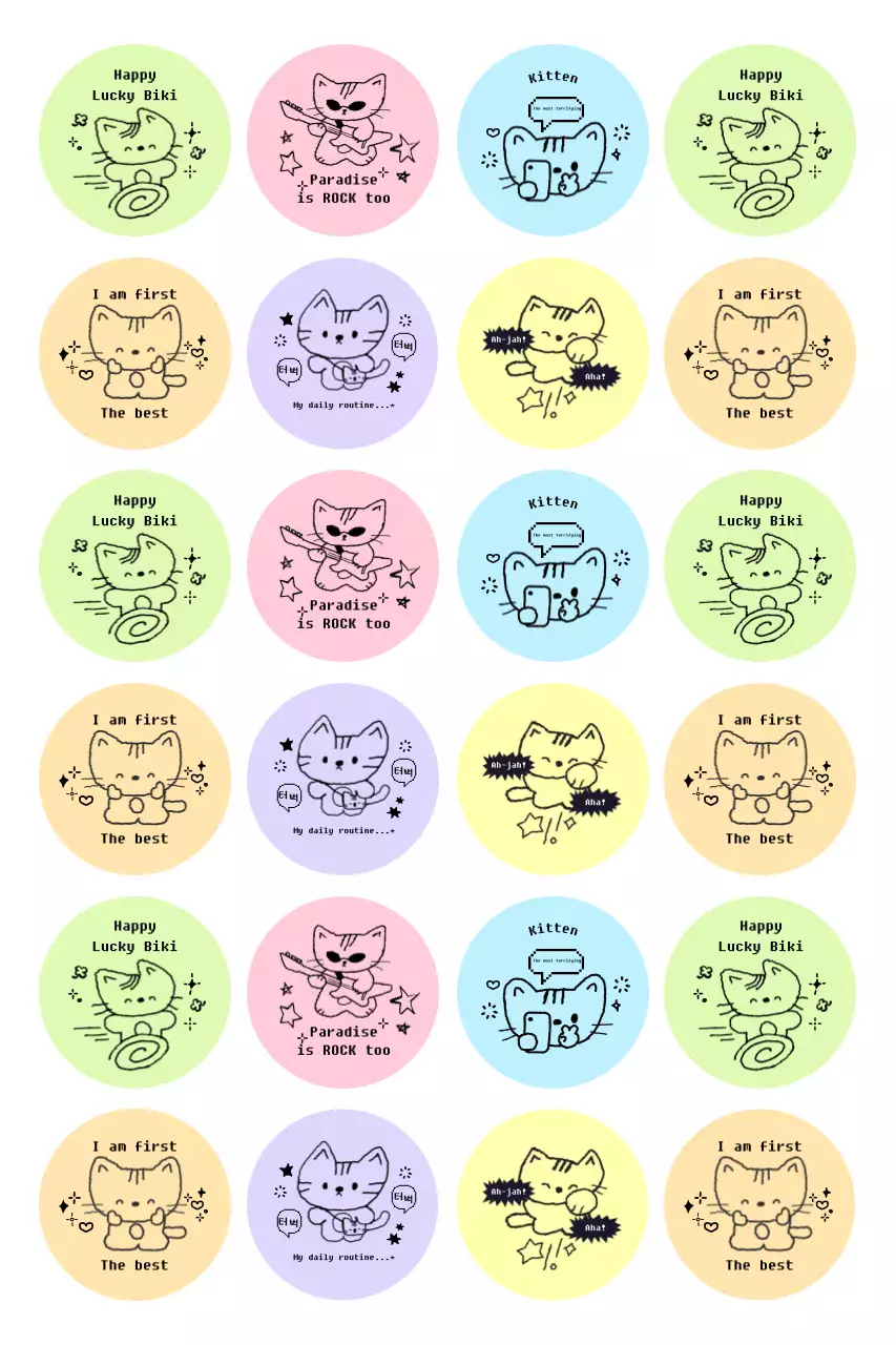 Green cute cat sticker