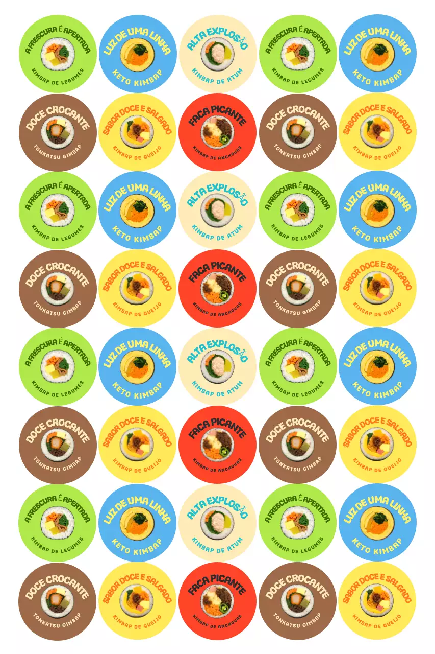 Adesivos Kimbap fofos de arco-íris