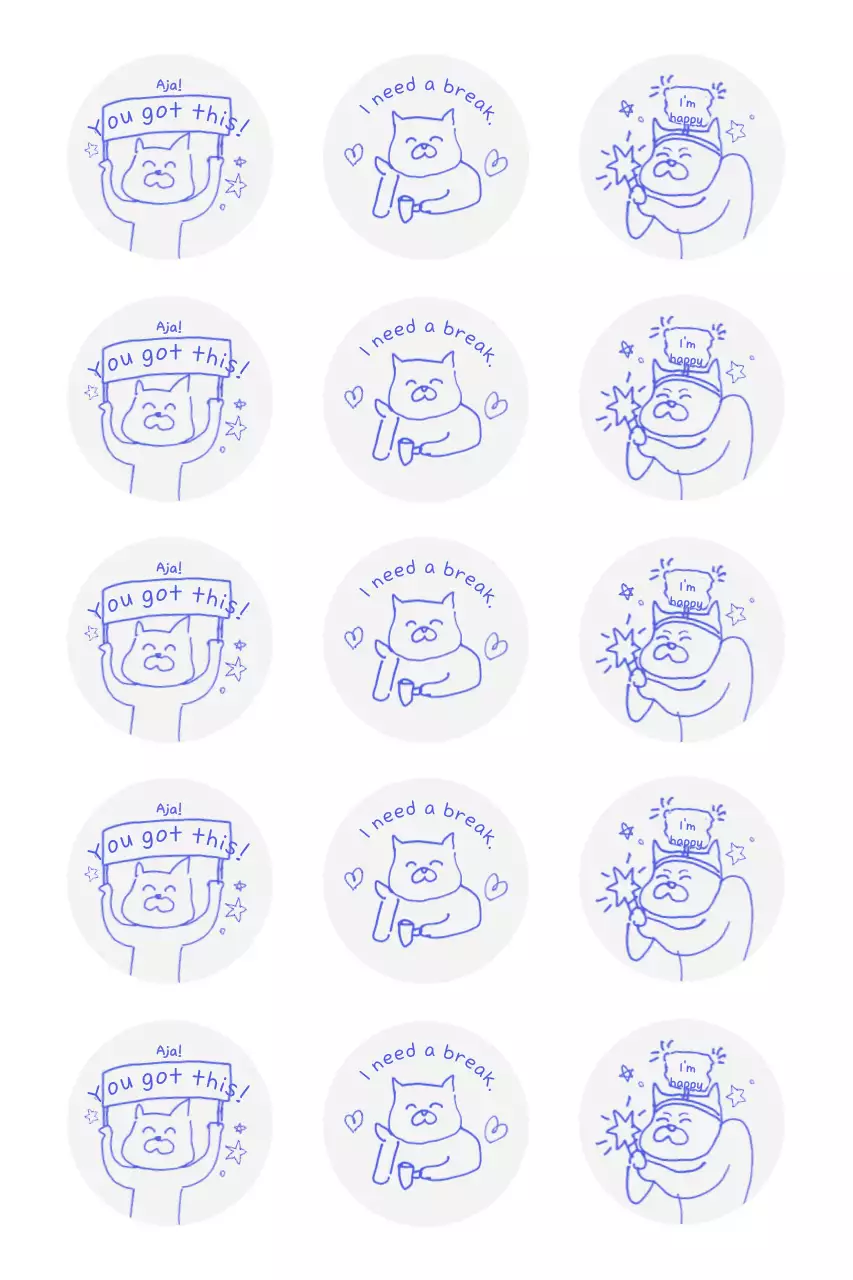 Blue cute sticker phrase