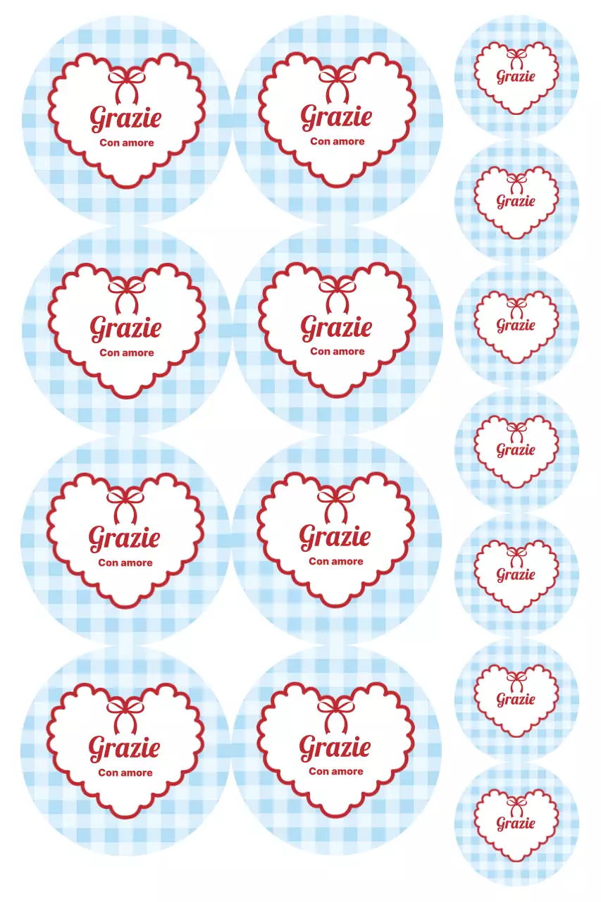 Adesivo di ringraziamento carino color azzurro cielo