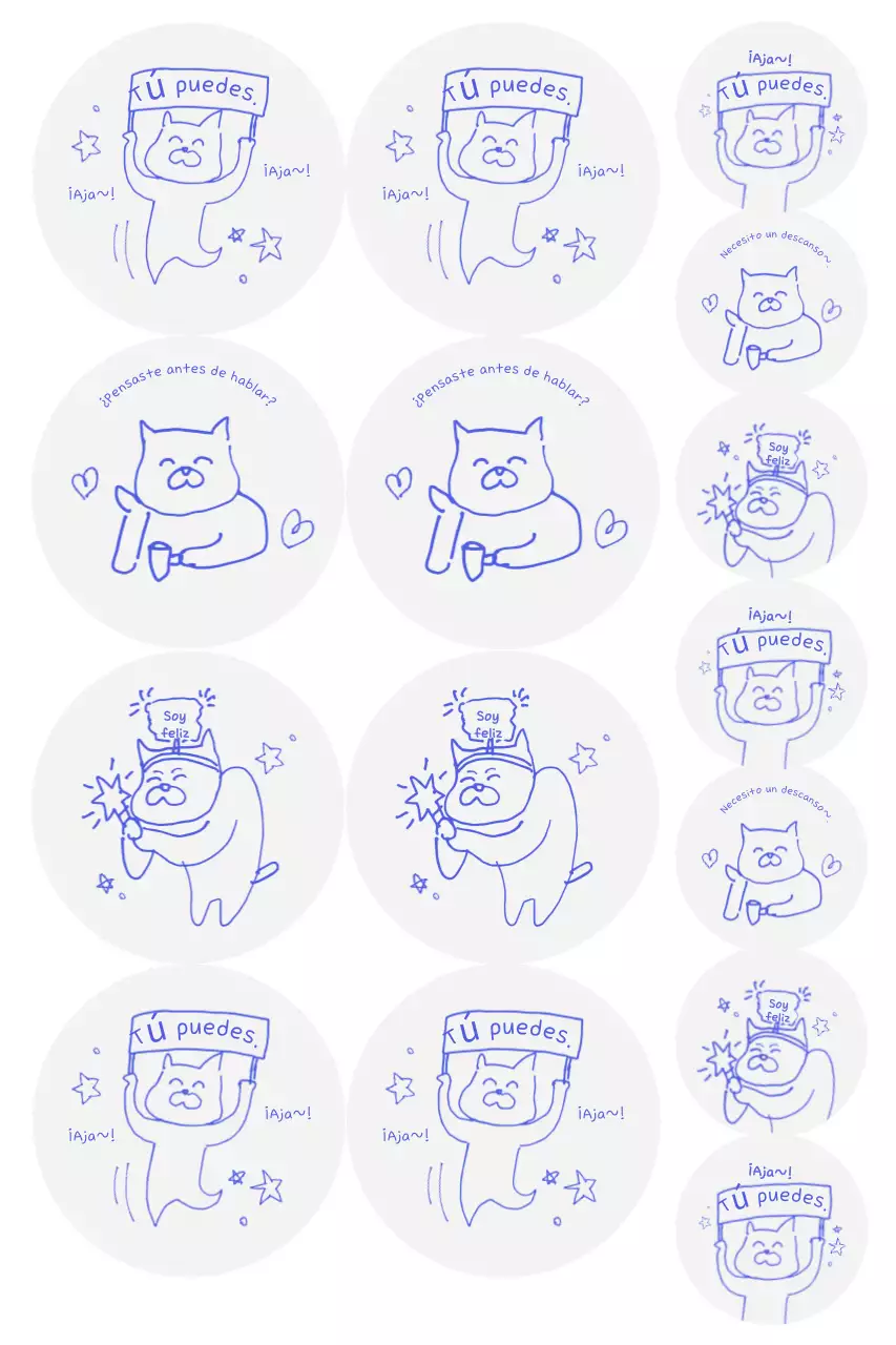 Pegatina de personaje simple azul