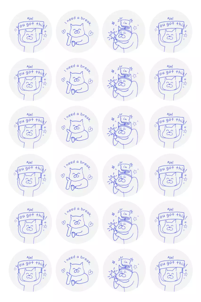 Purple and cute cartoon stickers