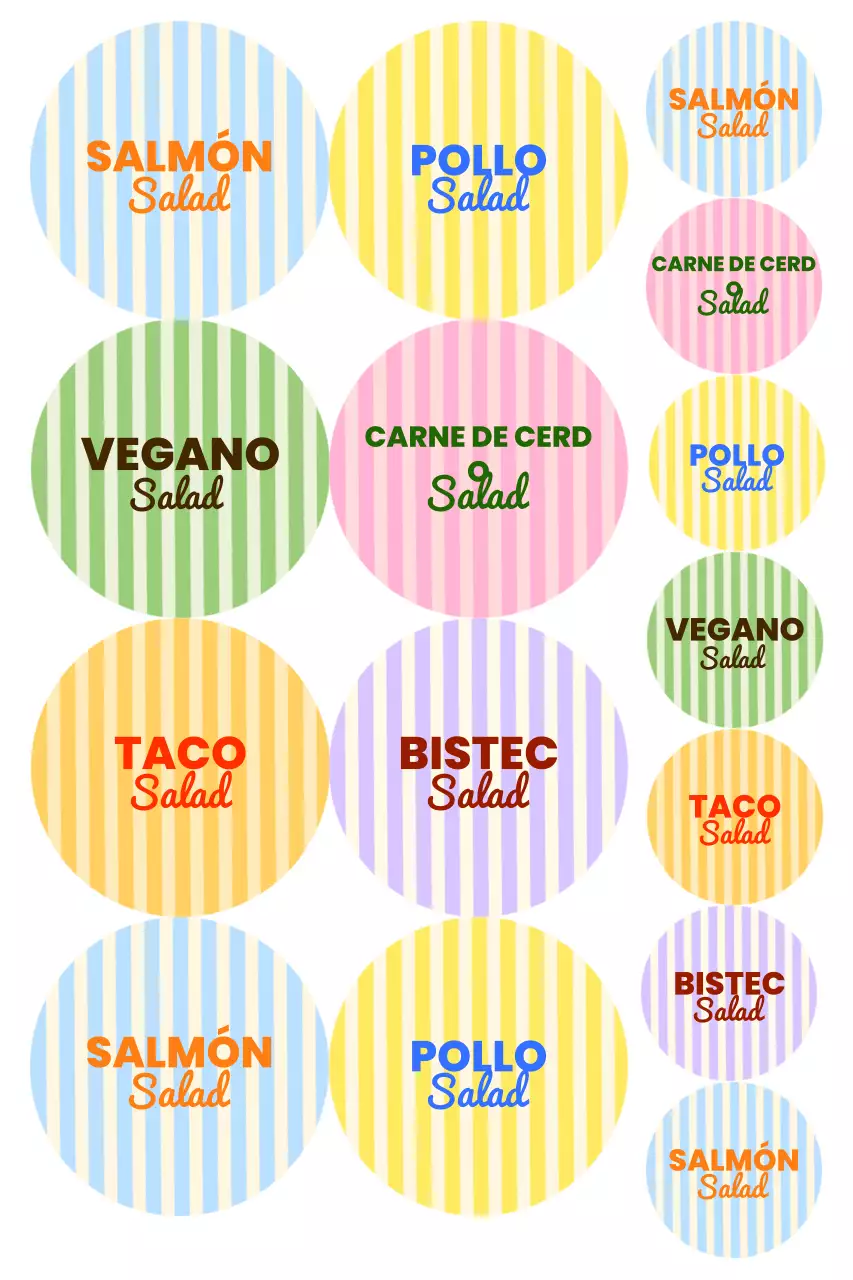 Pegatinas de ensalada kitsch de colores