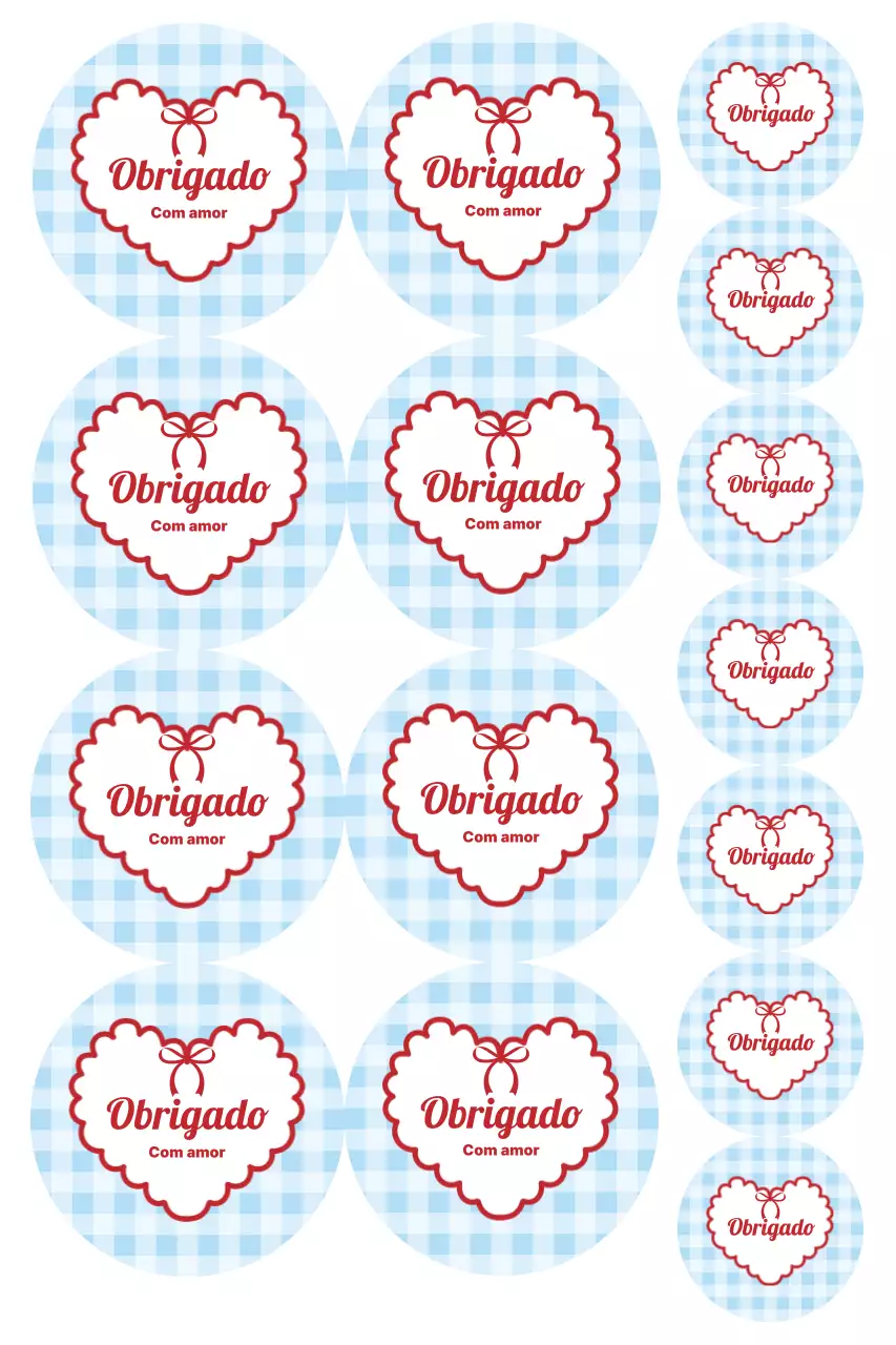 Adesivos fofos de agradecimento azul-celeste