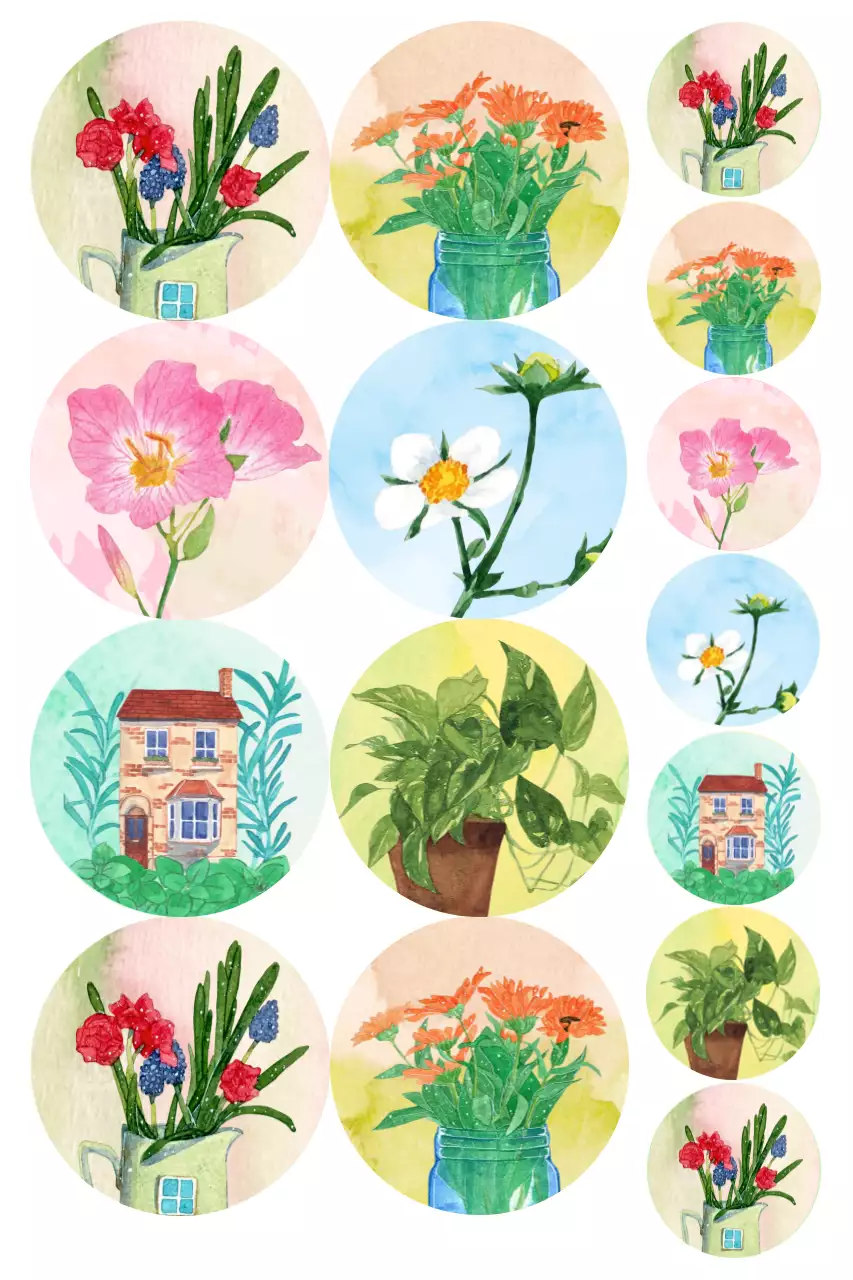 Adesivos fofos da natureza verde-claro