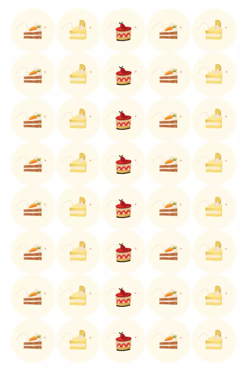 Beige Simpel Dessert Sticker