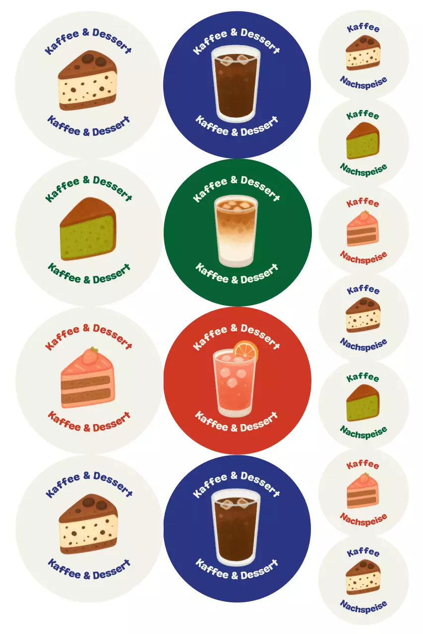 Beige süßer Dessertaufkleber