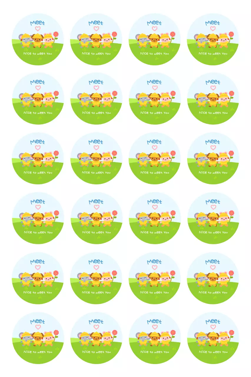 Green cute kids stickers
