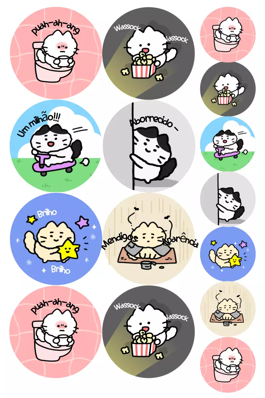 Adesivos de personagens fofos rosa