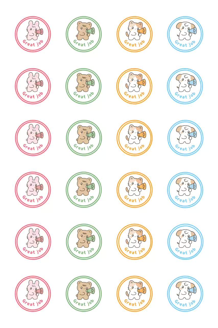 Colorful and cute animal stickers