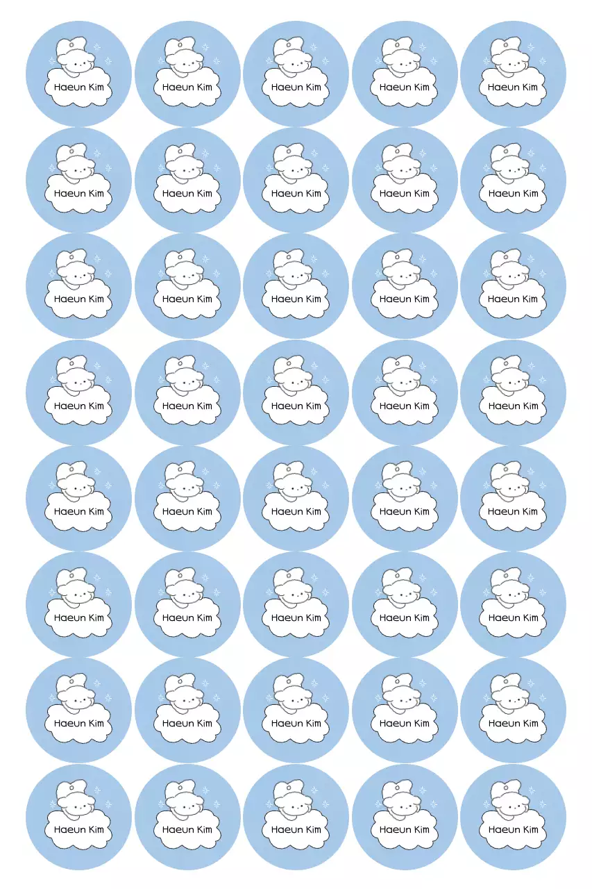Adesivos de personagens fofos azul-celeste
