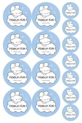 Adesivi con personaggi carini color azzurro cielo