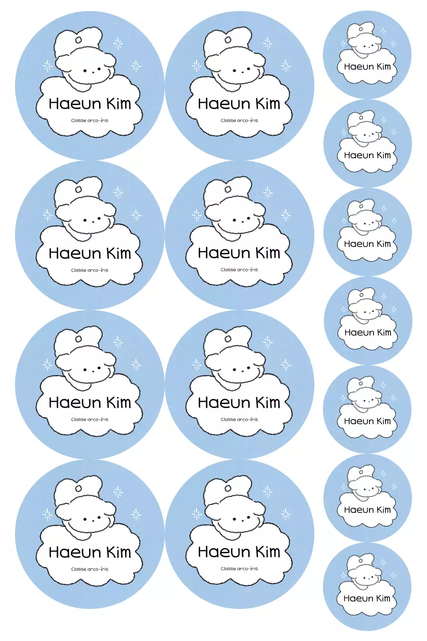 Adesivos de personagens fofos azul-celeste