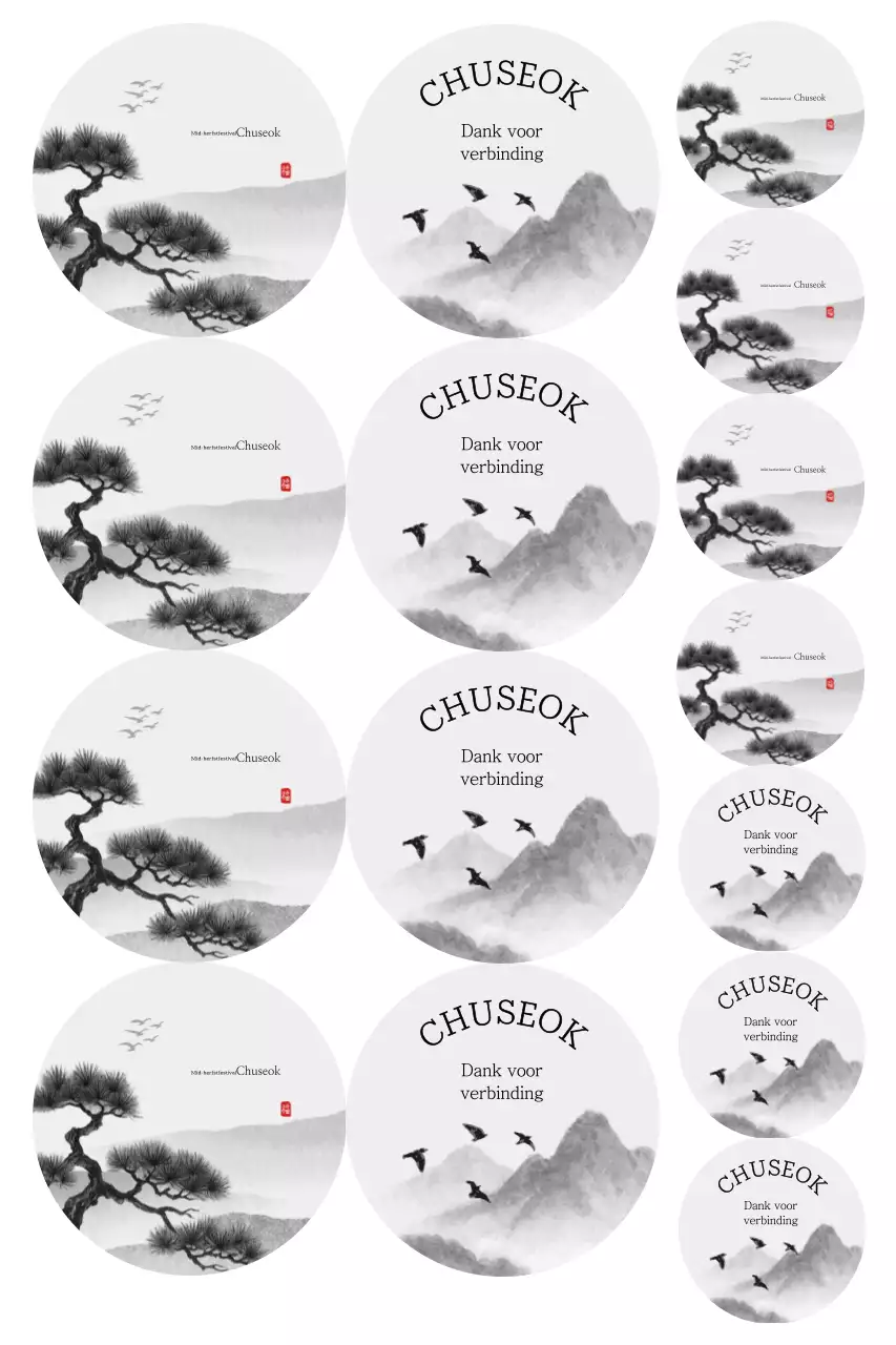 Zwart-witte traditionele Chuseok-viering