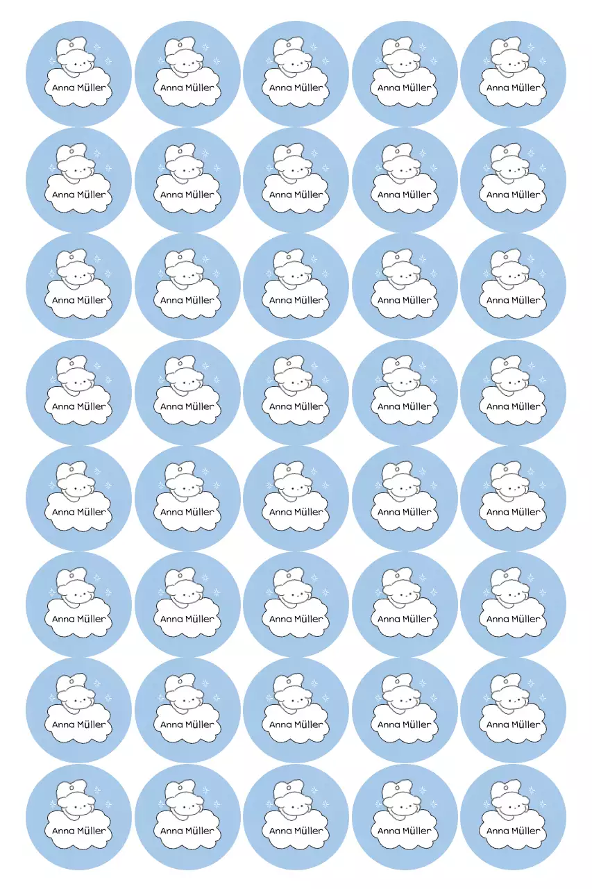 Himmelblaue süße Charakteraufkleber