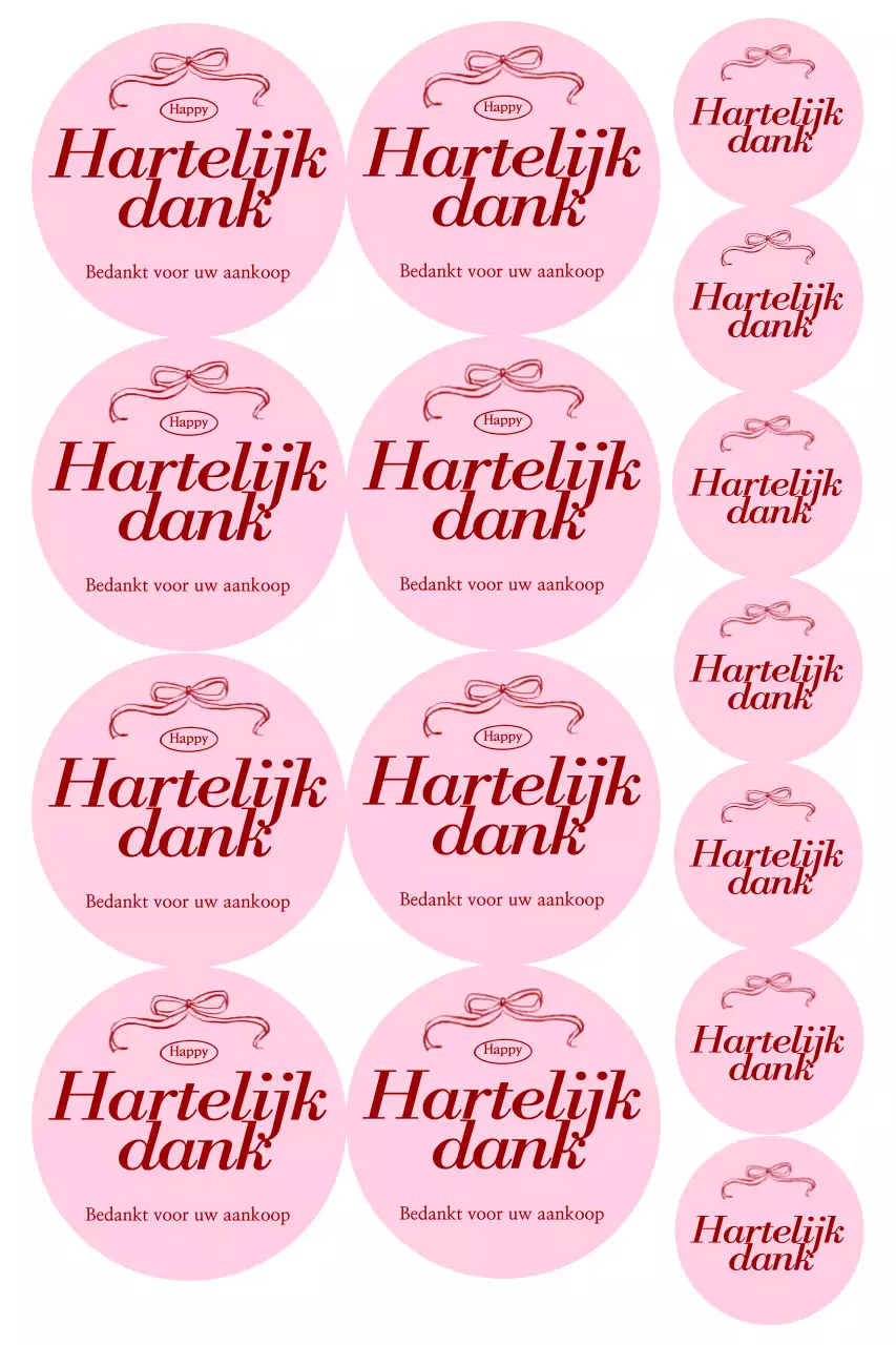 Roze eenvoudige bedanksticker