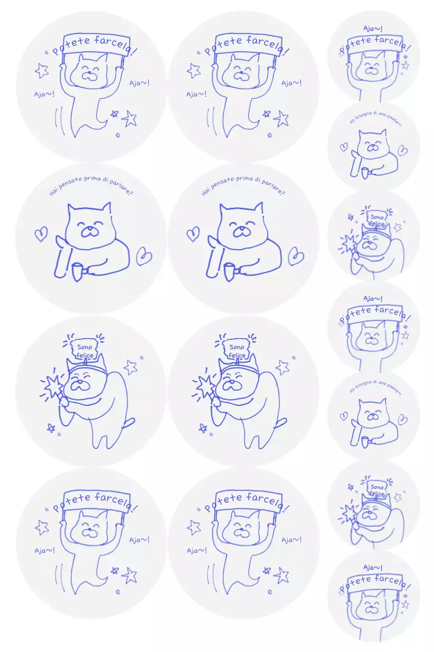 Adesivo blu con carattere semplice