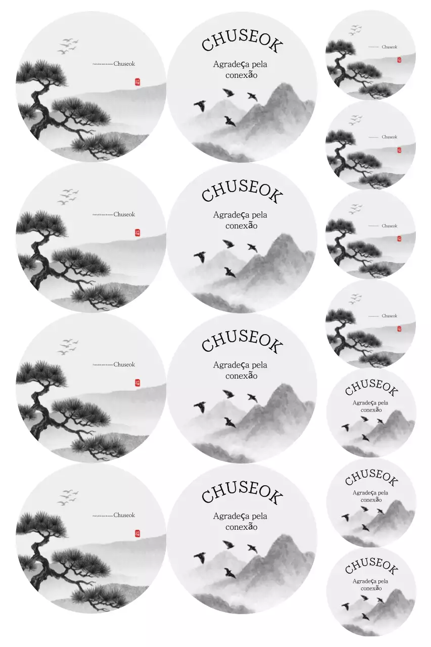 Celebração tradicional de Chuseok em preto e branco