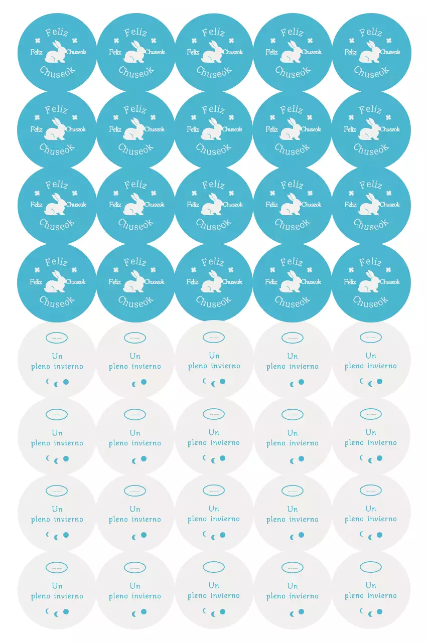 Pegatina sencilla de Chuseok en color azul cielo