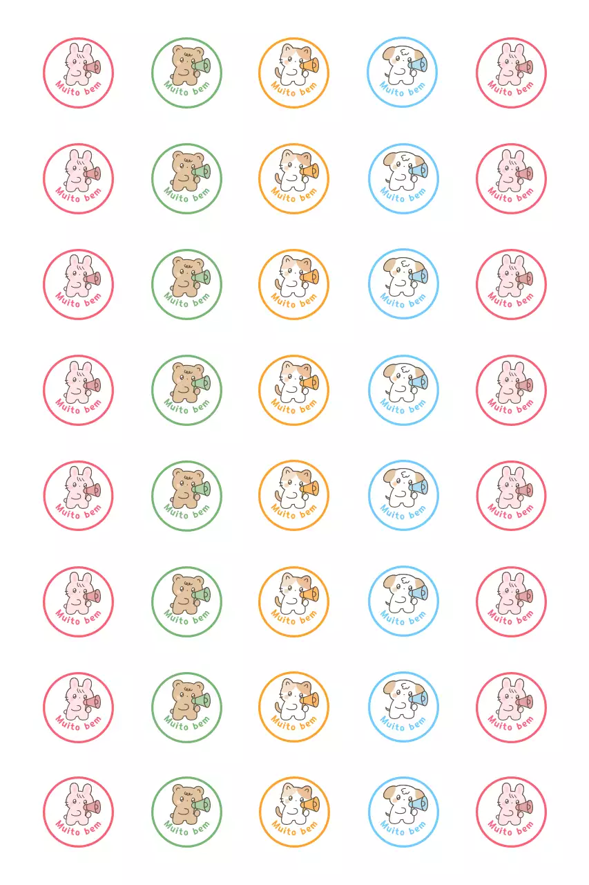Adesivos vermelhos de personagens fofos