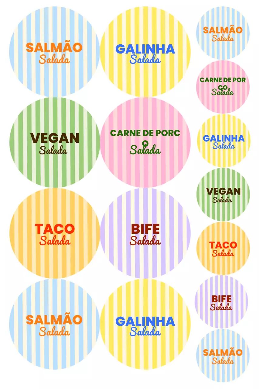 Adesivos de salada colorida Kitsch
