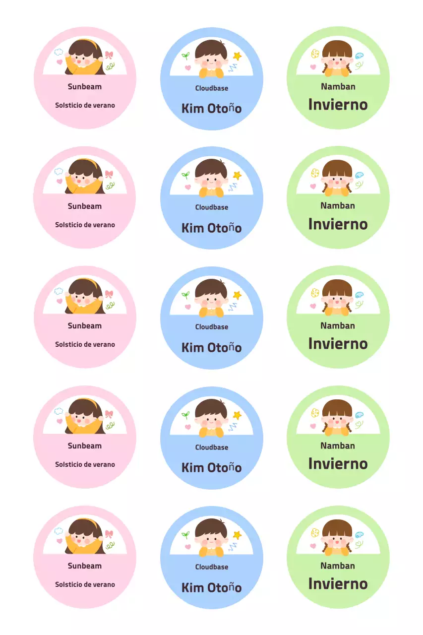 Pegatinas con nombre en color rosa