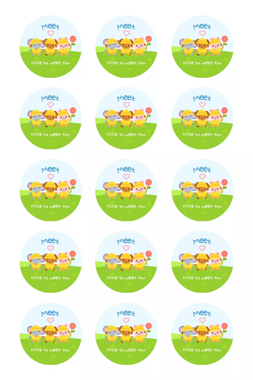Green cute kids stickers