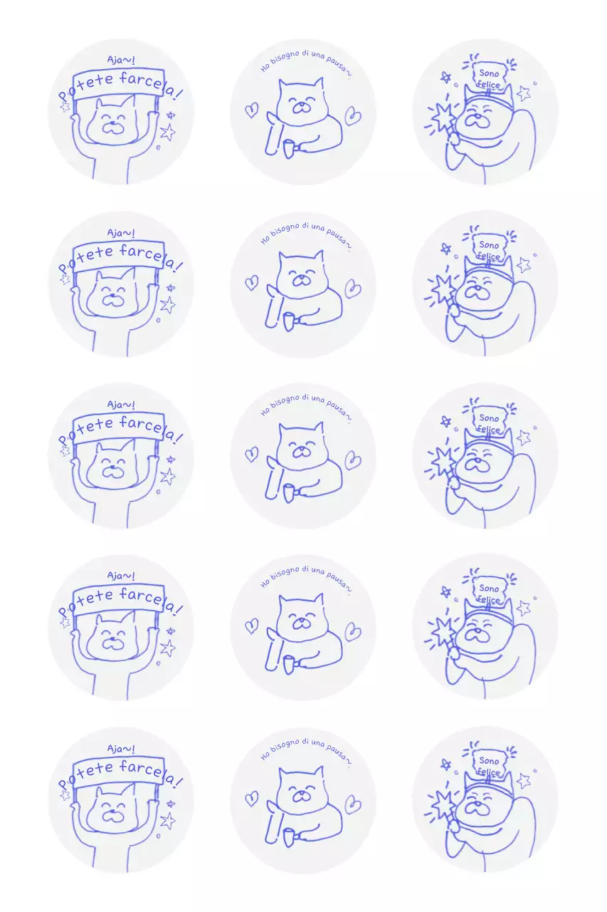 Frase carina sull'adesivo blu