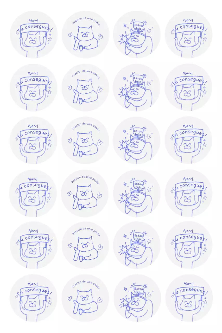 Adesivos de desenho animado roxos e fofos