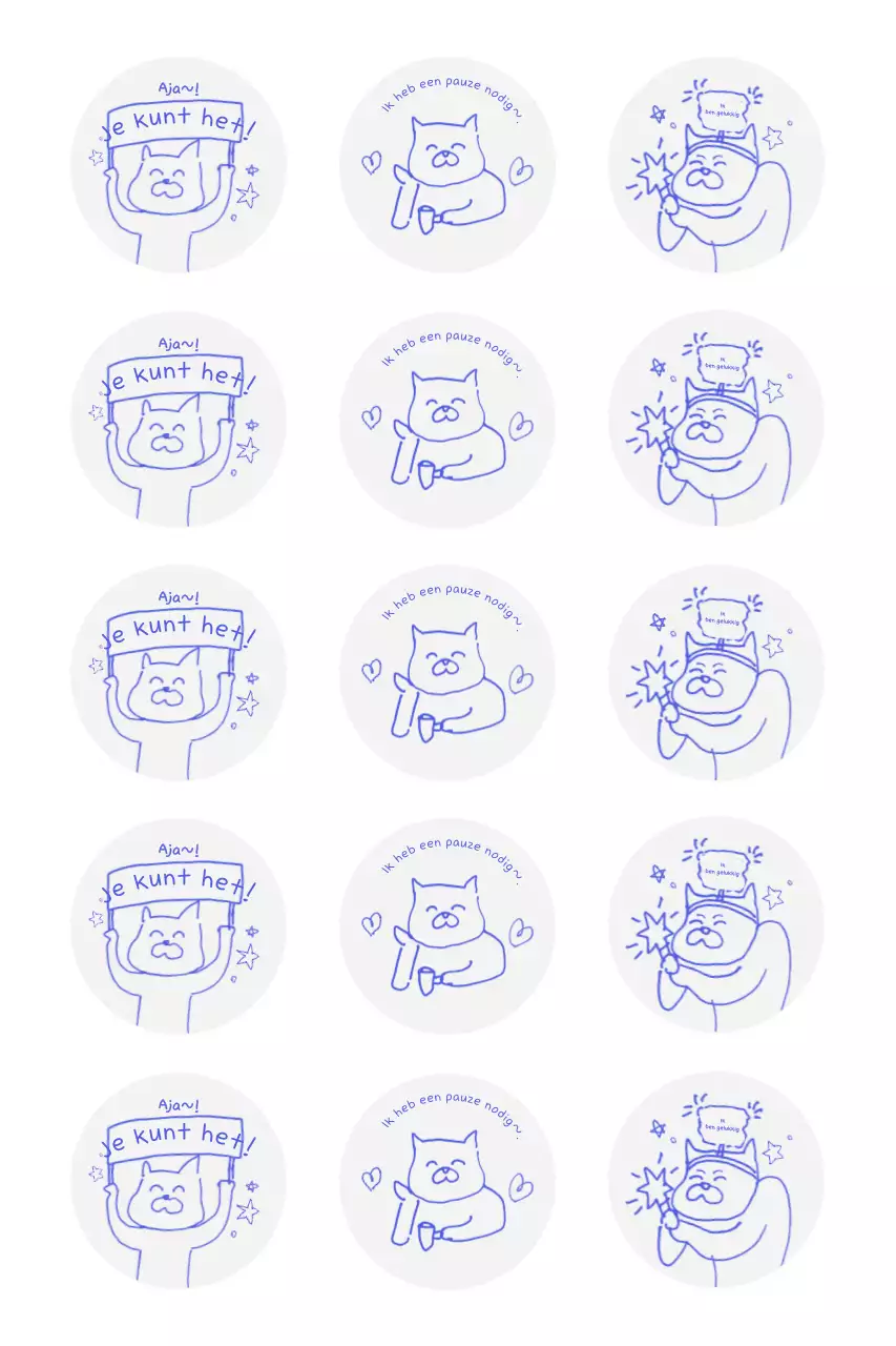 Blauwe schattige stickerzin